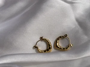 Small Heart Bamboo Hoop Earrings